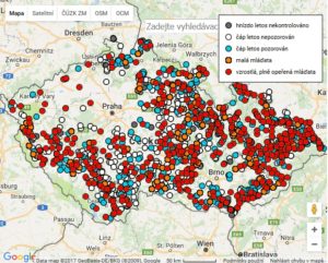 Mapa čápi 2017