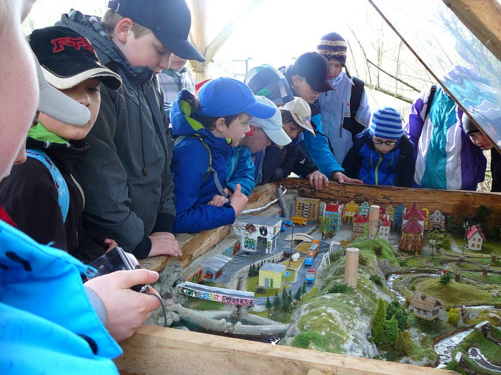 kids having an excursion in Josefov Meadows Bird Reserve