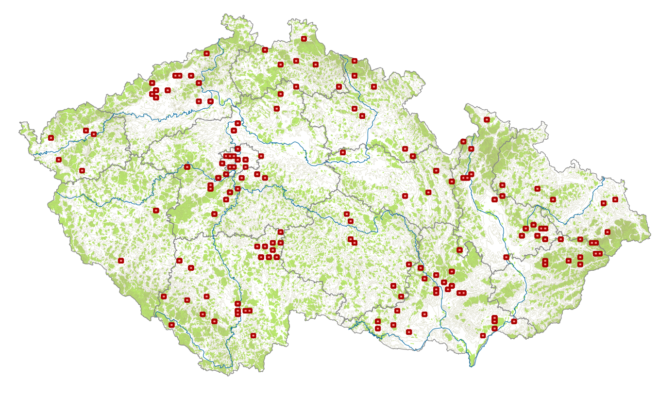 mapa lokalit LSD v roce 2020